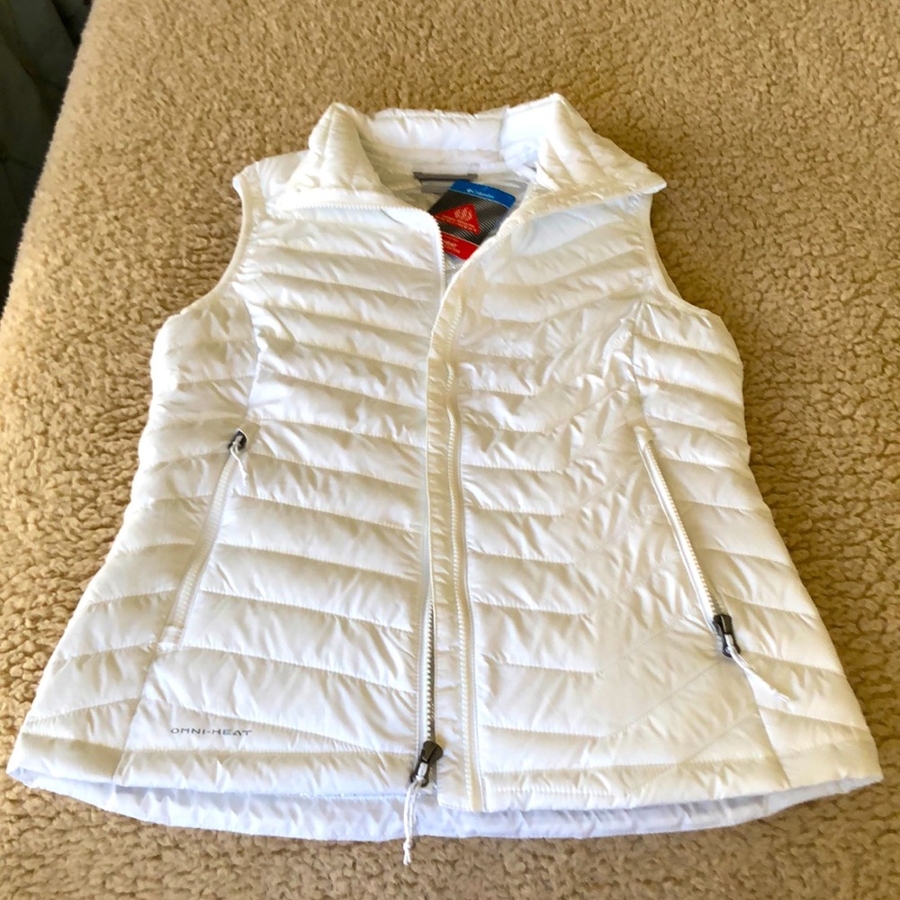 New white quilted vest
